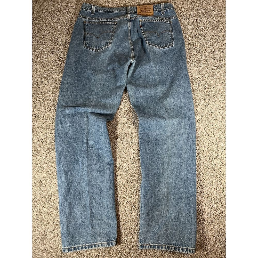 Vintage Levis 505 Straight Fit Men Size‎ 38x32 (36x32) Blue Denim Orange Tab USA